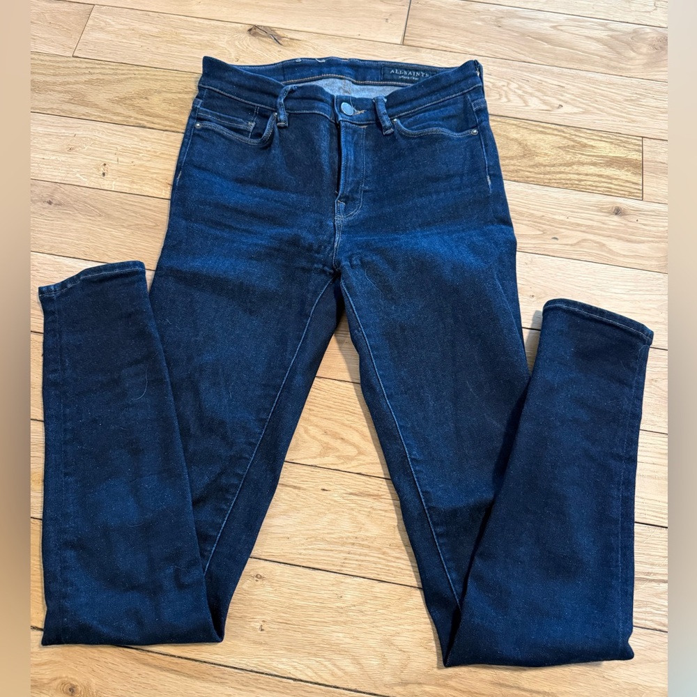 AllSaints Grace Skinny Jeans W27 Dark Wash Stretch Denim